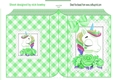 Pretty unicorn with bow on lace green gingham folded book