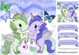 Lovely pair of unicorns with butterflies 8x8 ( blue)