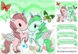 Lovely pair of unicorns with butterflies 8x8 (green)