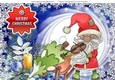 Lovely jolly snowman playing a violin with baubles A4