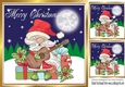 Jolly Santa playing a guitar with presents 8x8