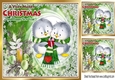 Cute pair of little birds in winter scarf in green festive frame 8x8