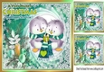 Cute pair of little birds in winter scarf in turq festive frame 8x8