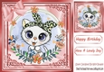 Lovely white kitten with flowers and peach bow 8x8