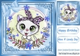 Lovely white kitten with flowers and blue bow 8x8