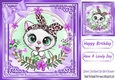 Lovely white kitten with flowers and purple bow 8x8