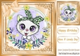 Lovely white kitten with flowers and gold bow 8x8