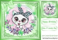 Lovely white kitten with flowers and green bow 8x8