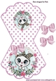 White kitten with pink bow on polkadot rocker card