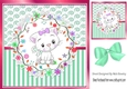 Cute white kitten in pink with stripe ornate frame 8x8