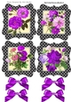 4 Lovely black/white toppers of roses and flowers with purple bows