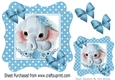 Sweet little ele in blue/white polkadot 7x7 frame with bows