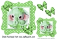 Sweet little ele in green/white polkadot 7x7 frame with bows
