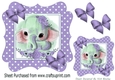 Sweet little ele in purple/white polkadot 7x7 frame with bows