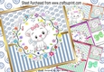4 Cute white kittens in stripe ornate frame card fronts 8x8 mini kit