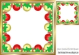Red/Gold Baubles festive 8x8 frame card front/insert (two)