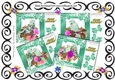 4 Pretty turq Budgies with flowers and bows card fronts 8x8 Mini Kit