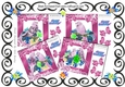 4 Pretty pink Budgies with flowers and bows card fronts 8x8 Mini Kit