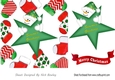 Jolly snowman holding green festive star 7x7