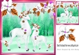 Magical snow scene with unicorns with flowers 8x8