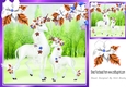 Magical snow scene with unicorns with flowers 8x8 (purple)
