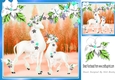 Magical snow scene with unicorns with flowers 8x8 (blue)