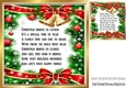 Pretty christmas red bows. bells and holly 8x8 with verse