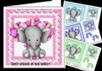 4 Cute eles with balloons lace and bows 7x7 card fronts mini kit