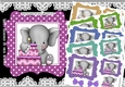 6 Cute eles with birthday cakes and bows card fronts 7x7 mini kit