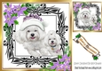 Cute westies in santa hat, festive frame with lilac flowers 8x8