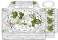 Pretty tote bag with white lilies, lace and paper butterflies