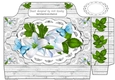 Pretty tote  bag with white lilies, lace and paper blue butterflies