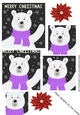 Christmas polar bear in purple scarve pyramids