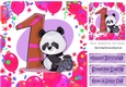 Cute panda in pink balloon 8x8 frame for (1ST BIRTHDAY)