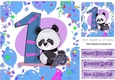 Cute panda in blue balloon 8x8 frame for (1ST BIRTHDAY)