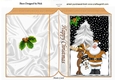 Lovely santa in the snow with friends A5 folded book (gold)
