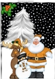 Lovely santa in the snow with friends A4 (gold)