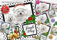 5 westies in polkadot windows with holly card fronts 8x8 mini kit