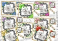  8 westies in santa hats, festive frames with flowers card fronts 8x8 mini kit