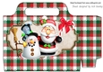 Pretty tote bag with snowman and santa with tartan,