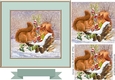 Cute little squirrels in the snow 7x7 with pyramids