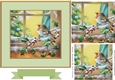 Cute little Robin on a holly and berry branch in the snow 7x7 with pyramids