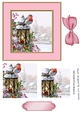 Pretty robin on a lantern in a 6x6 snow scene pyramids (pink)