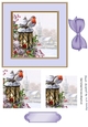 Pretty robin in snow frame with baubles/bow A5 (lilac)