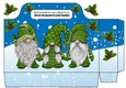 Pretty tote bag with gnomes in green with holly in a snow scene