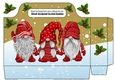 Pretty tote bag with gnomes in red with holly in a snow scene (gold)