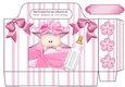 Cute baby girl with bottle striped tote bag