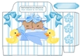 Cute ethnic baby boy twins with little ducks striped tote bag