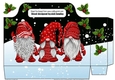 Pretty tote bag with gnomes in red with holly in a snow scene (black)
