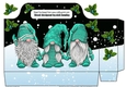Pretty tote bag with gnomes in turq with holly in a snow scene (black)